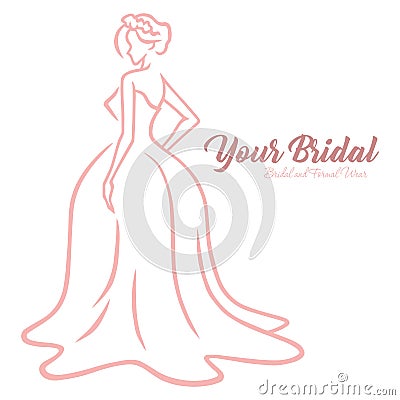 Bridal Wear Logo. Wedding Gown Dress Boutique Logo Design Vector Fashion Illustration Vector Illustration