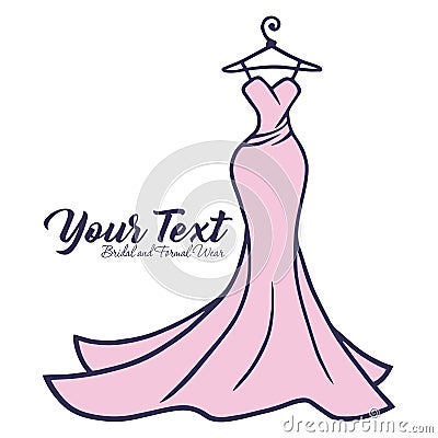 Bridal Wear Logo. Wedding Gown Dress Boutique Logo Design Vector Illustration Vector Illustration