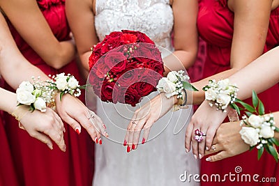 Bridal wedding flowers and brides bouquet Stock Photo