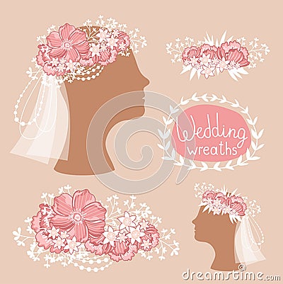 Bridal wreath on the heads, vector illustration Vector Illustration