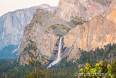 Bridalveil Falls Yosemite National Park waterfall Tunnel View Stock Photo