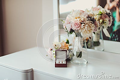 Bride accessories. Bridal bouquet Stock Photo