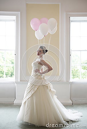 Bride and ballons Stock Photo