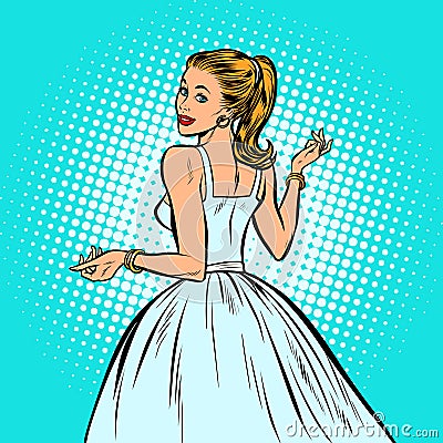 Bride, beautiful woman in a white dress Vector Illustration