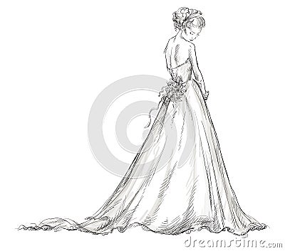 https://thumbs.dreamstime.com/x/bride-beautiful-young-girl-wedding-dress-hand-drawn-eps-vector-illustration-30509927.jpg