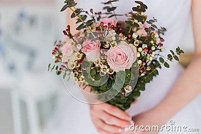 Bride with bouqet Stock Photo