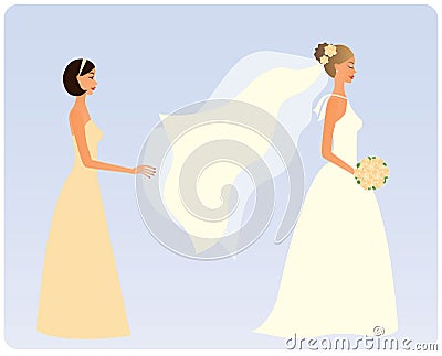 Bride with a bridesmaid Stock Photo