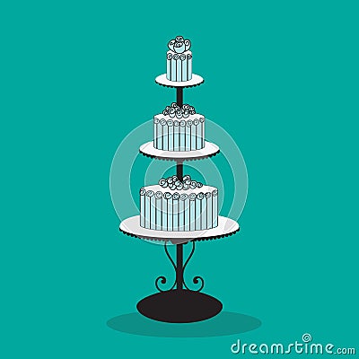 bride cake blue 13 Vector Illustration