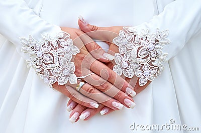 bride cheerful hands Stock Photo