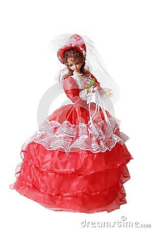 Bride doll in a red dress Stock Photo