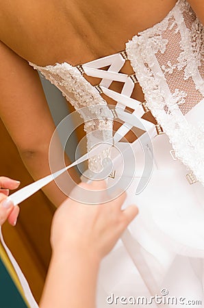 Bride dress tie Stock Photo