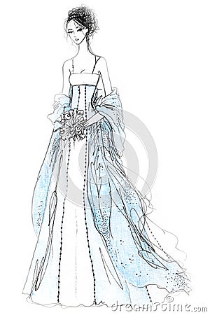 Bride Fashion Illustration Stock Photo