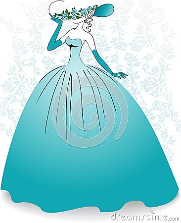 Bride on the flower background Vector Illustration