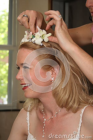 Bride Getting Ready for Wedding Stock Photo