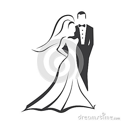 Bride and Groom Vector Illustration