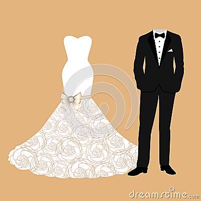 The bride and groom clothes. Vector Illustration