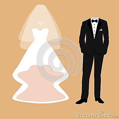 The bride and groom clothes. Vector Illustration