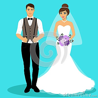 Bride and groom. Vector Illustration