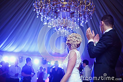 Bride and groom dancing Stock Photo