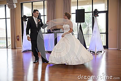 Bride and Groom dancing Stock Photo