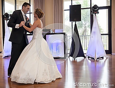 Bride and Groom dancing Stock Photo