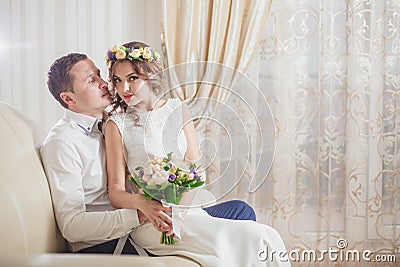 Bride Groom feeling Stock Photo