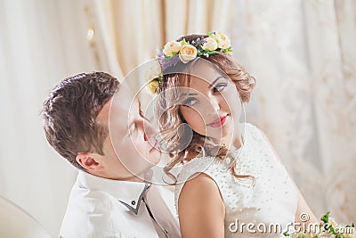 Bride Groom feeling Stock Photo