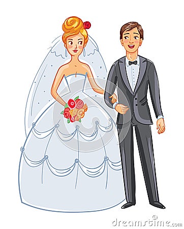 Bride and groom Vector Illustration