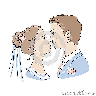 Bride and groom illustration Vector Illustration