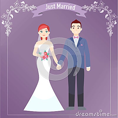 The Bride and Groom Vector Illustration