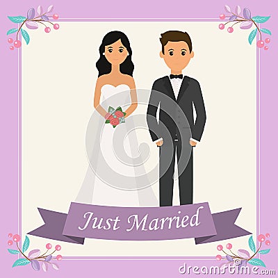 The Bride and Groom Vector Illustration