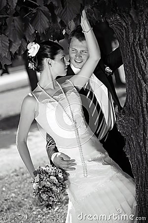 Bride and groom kissing Stock Photo