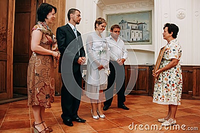 Bride and groom and mother Editorial Stock Photo