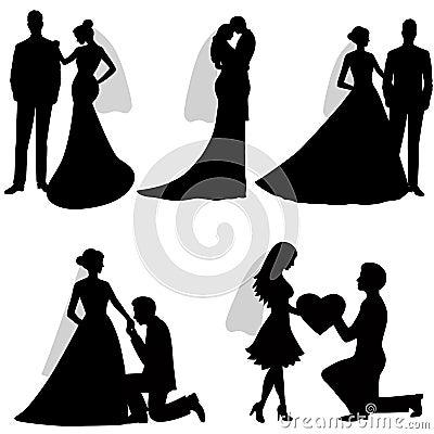 The bride and groom. Set. Vector Illustration