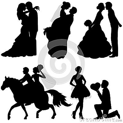 The bride and groom. Set. Vector Illustration