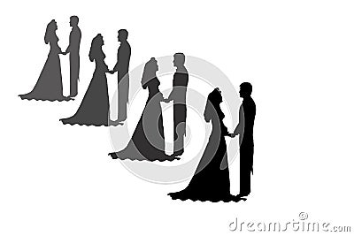 Bride and groom silhouettes Stock Photo