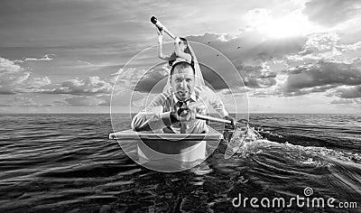 Bride and groom on their honeymoon. Cruise. Stock Photo