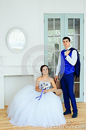 The bride and groom vintagey white Studio Stock Photo