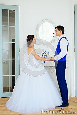 The bride and groom vintagey white Studio Stock Photo