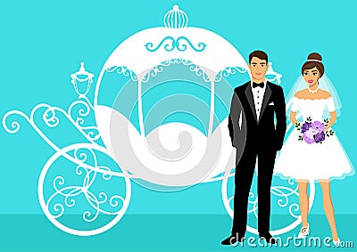 Bride and groom. Vector Illustration