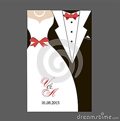 Bride and groom Wedding invitation Vector Illustration