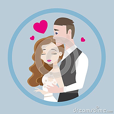 The bride and groom at the wedding Vector Illustration