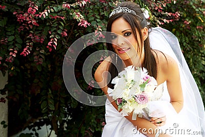 Bride holding a bouquet Stock Photo