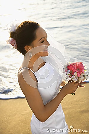 Bride holding bouquet Stock Photo