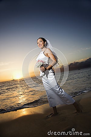 Bride holding bouquet Stock Photo