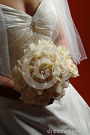 Bride holding her bridal bouquet Stock Photo