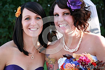 Bride and Maid of Honor Stock Photo