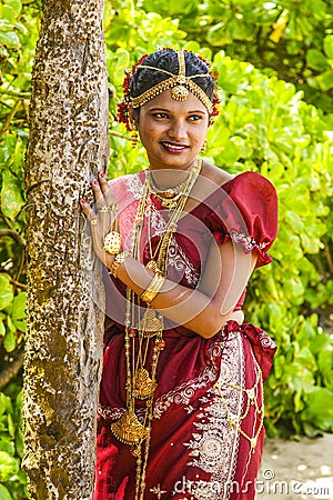 A Bride poses during a Poruwa in Colombo, Sri Lanka Editorial Stock Photo