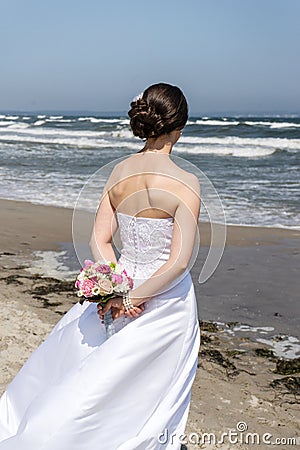 Bride at Sea Stock Photo