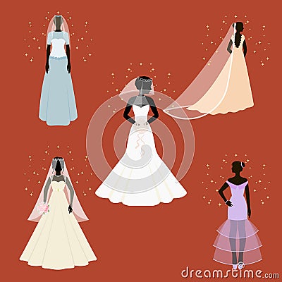 Bride set icons in cartoon style. Big collection of bride vector symbol stock illustration Vector Illustration